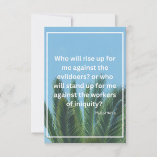 Psalm 94:16 KJV Bible Verse Pic Flat Greeting Card