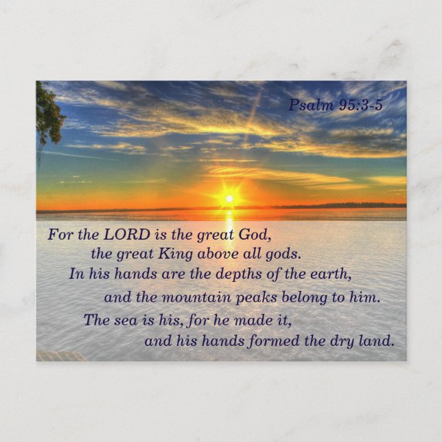Psalm 95:3-5 Christian Scripture Memory Card (Front)
