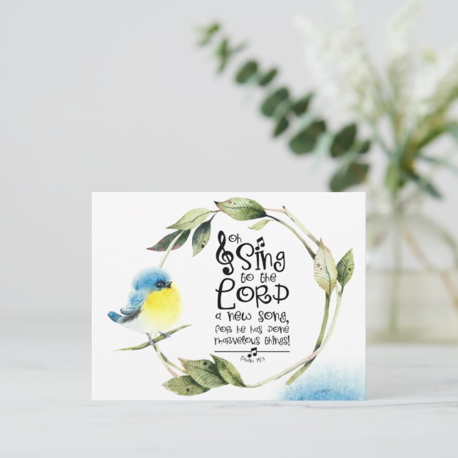 Psalm 98:1 Sing to the Lord a New Song Bible Verse Postcard (Standing Front)