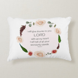 Psalm 9:1, Bible Verse, Accent PIllow