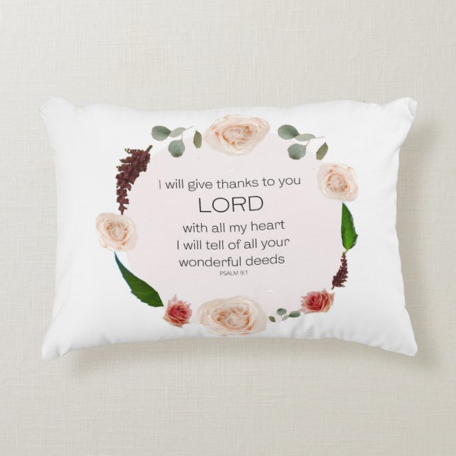 Psalm 9:1, Bible Verse, Accent PIllow (Front)