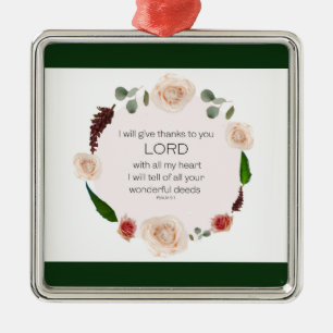 Psalm 9:1, Bible Verse Metal Tree Decoration