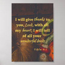 Psalm 9:1 Thanks to the Lord poster