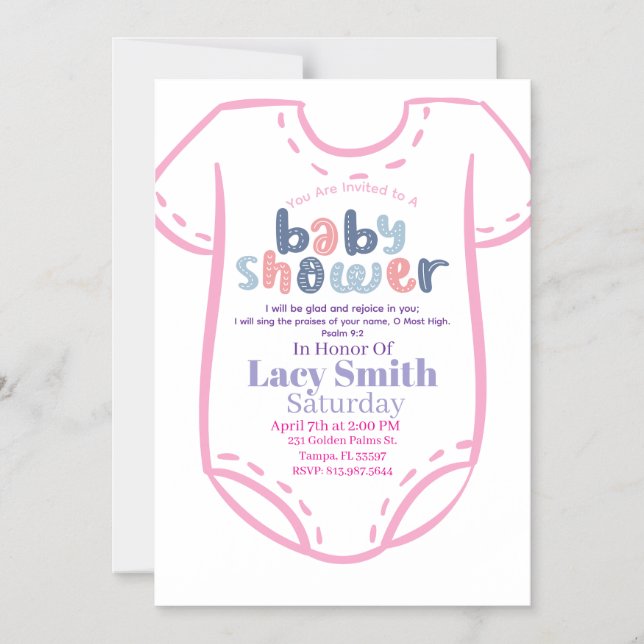 Psalm 9:2 Girl Baby Shower Invitation (Front)