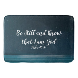 Psalm Be Still and Know that I Am God Night Beach Bath Mat