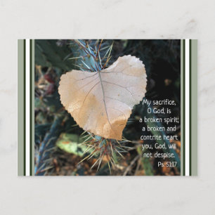 Psalm Broken and Contrite Heart Leaf Postcard