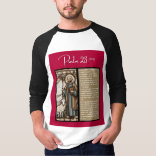 Psalm Message - Psalm 23 - 3/4 Length White T-Shirt
