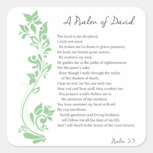 Psalm of David The Lord is my Shepherd Bible Verse Square Sticker