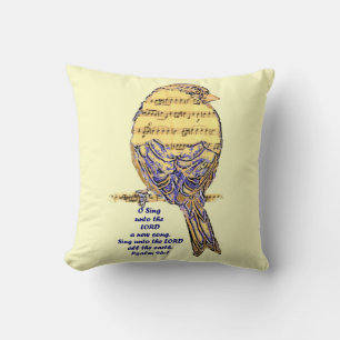 Psalm Scripture Inspirational Quote Bird Song Cushion