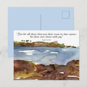 Psalm Scripture Prayer Card Ocean Watercolor
