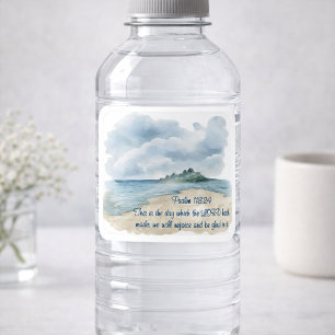 Psalm The Day Cloudy Beach Scene Square Sticker