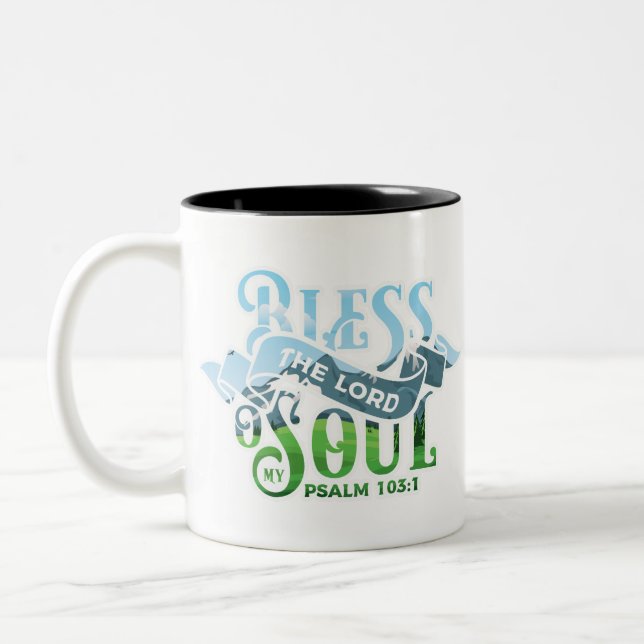 Psalms 103 Christian Design Two-Tone Coffee Mug (Left)