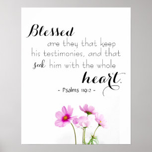 Psalms 119:2 Bible Verse Christian Poster