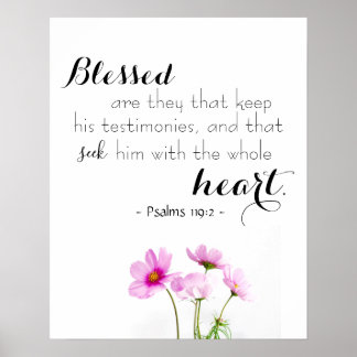 Psalms 119:2 Bible Verse Christian Poster