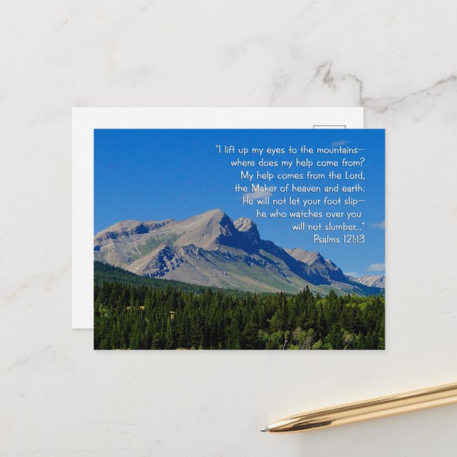 Psalms 121:1-3 Inspirational Postcard (Front/Back In Situ)