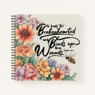 Psalms 147:3 Christian Bible Verse Image Notebook