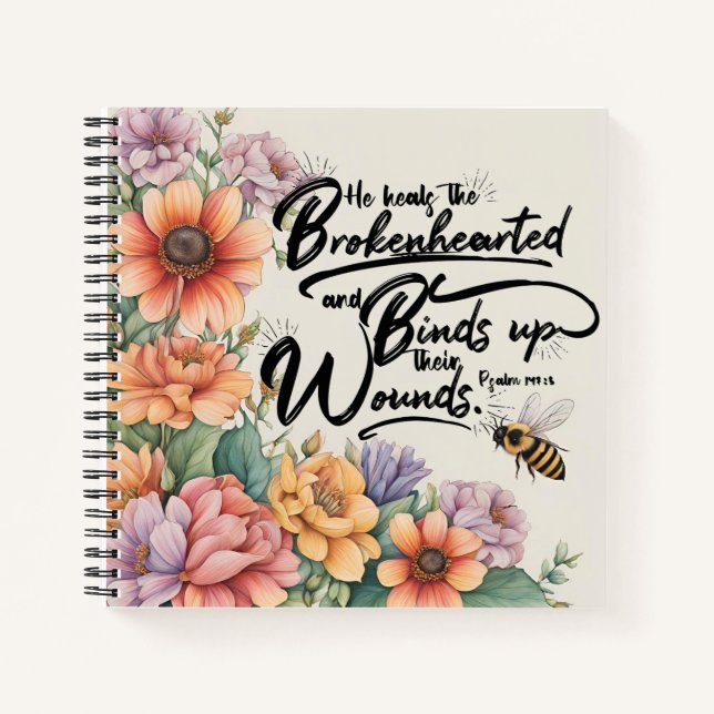  Psalms 147:3 Christian Bible Verse Image Notebook (Front)