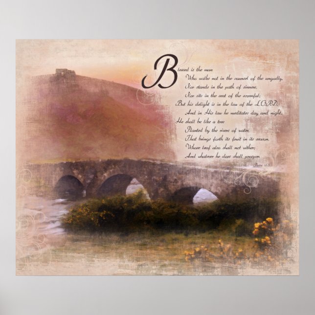Psalms 1:1-3 Blessed is the man - Encouragement Poster (Front)