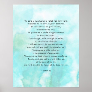 Psalms 23 Watercolor Background Poster