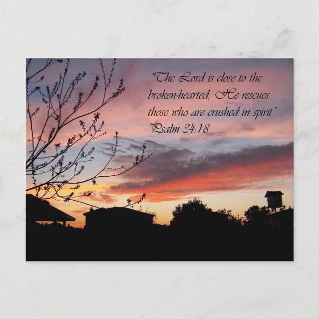 Psalms 24:18 Lovely Sunset Encouragement Postcard (Front)