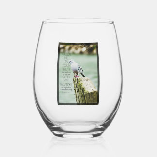 Psalms 25:5 stemless wine glass