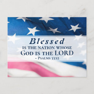 Psalms 33:12 Blessed is the Nation USA Flag Postcard