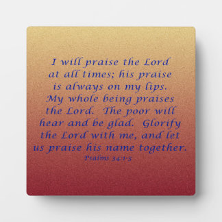 Psalms 34:1-3 plaque