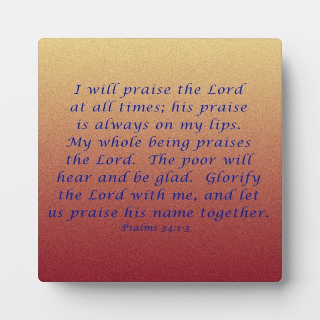 Psalms 34:1-3 plaque (Front)