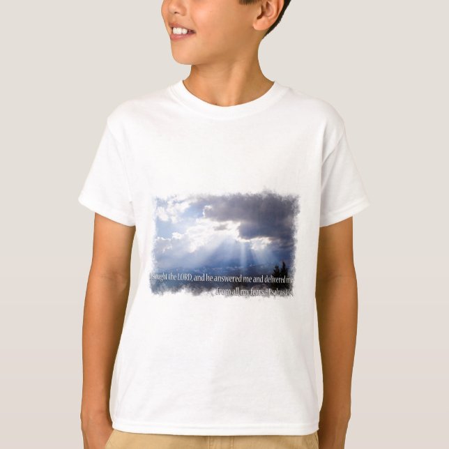 Psalms 34:4 on light T-Shirt (Front)