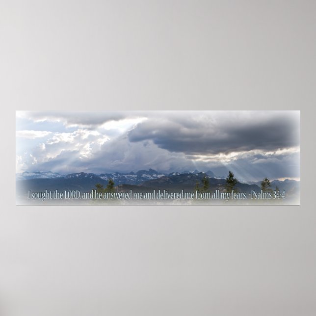 Psalms 34:4 panorama light vignette poster (Front)