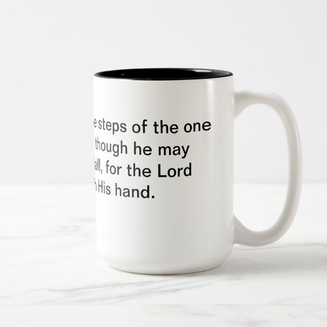 Psalms 37:23-24 Two-Tone coffee mug (Right)