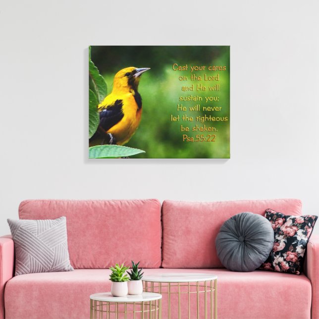 Psalms 55:22 Inspirational Canvas Print (Insitu(LivingRoom))