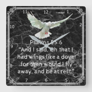 PSALMS 55:6 SQUARE WALL CLOCK