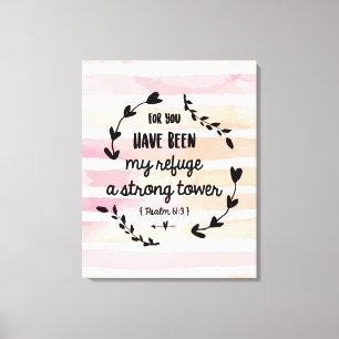 Psalms 61:3 My Refuge Strong Tower Watercolor Canvas Print