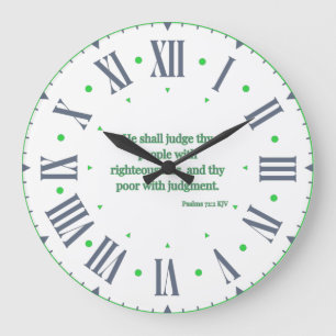 Psalms 72:2 KJV Bible Verse Roman Numeral Large Clock