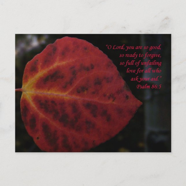 Psalms 86:3 Scripture Leaf Encouragement Postcard (Front)
