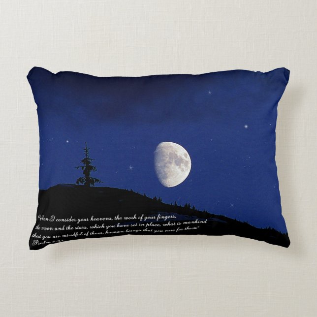 Psalms 8:3,4 Scripture Inspirational Decorative Cushion (Front)