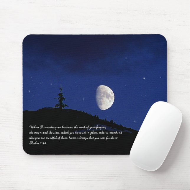Psalms 8:3,4 Scripture Inspirational Mouse Mat (With Mouse)