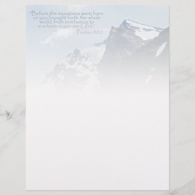 Psalms 90:2 Rocky Mountains Inspirational Custom Letterhead (Front)