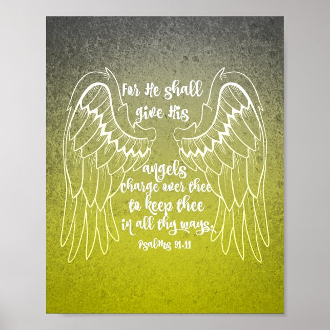 Psalms 91.11 Angels Bible Verse Poster (Front)
