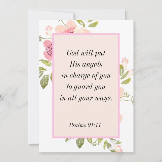 Psalms 91:11 Bible Verse About Protection Card (Front)