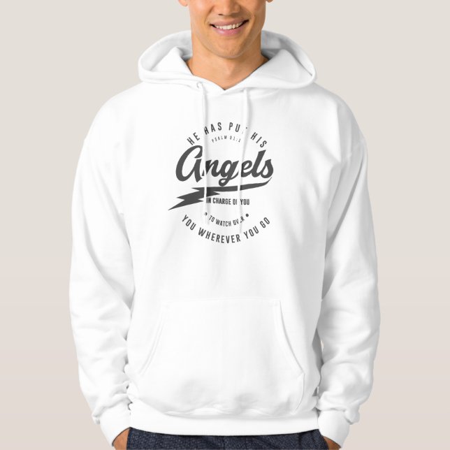 Psalms 91:11 Mens Christian Apparel Hoodie (Front)