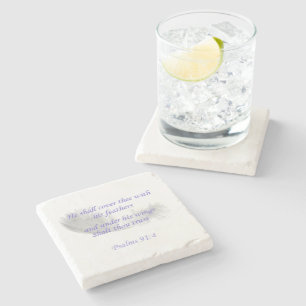 Psalms 91:4 He shall cover thee with his feathers Stone Coaster