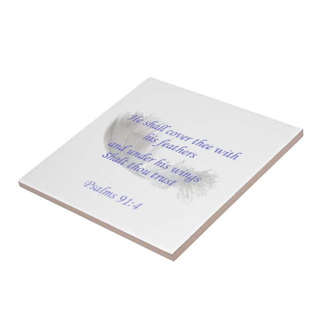 Psalms 91:4 He shall cover thee with his feathers Tile (Side)