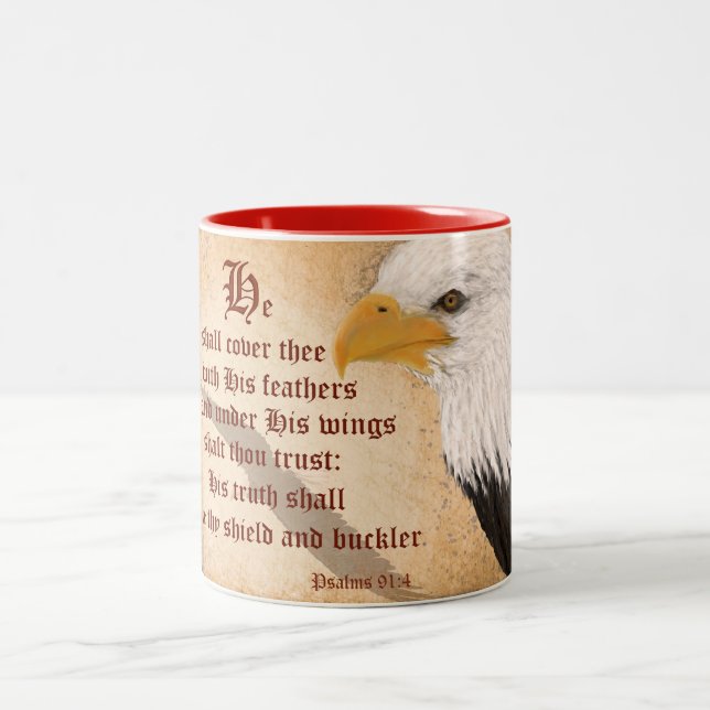 Psalms 91:4 Two-Tone coffee mug (Center)