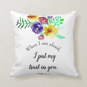 Psalms Bible Verse Christian Faith watercolor chic Cushion