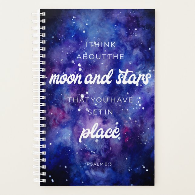 Psalms Bible Verse Faith watercolor Galaxy stars Planner (Front)