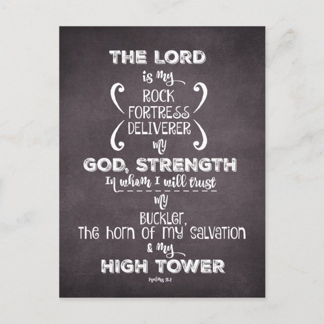 Psalms Bible Verse: Rock and High Tower Postcard (Front)