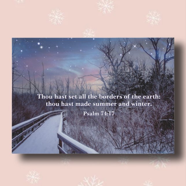 Psalms Bible Verse Winter Twilight Sky Woodlands Holiday Card (Creator Uploaded)