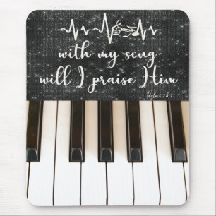 Psalms Bible Verse with Piano Keys Mouse Mat